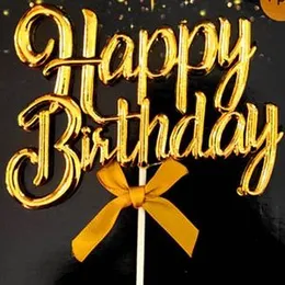 Party Cake Decoration Shine Cake Topper Emboss Plastic Happy Birthday