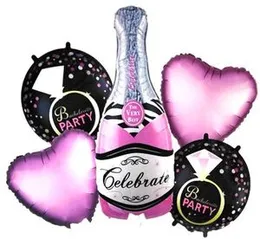 5 Pcs Foil Balloons Celebrate Champagne Bottle Party Decoratings