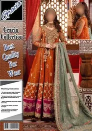 Gracia Collection Premium Wedding Wear – Orange Heavy Embroidered Anarkali Suit
