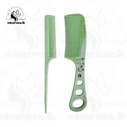 Maker Cartoon Image Kids Hair Straightener Brush Dyeing Rat Tail Comb Set for Girls - Green 1set