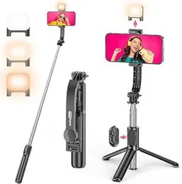 4 IN 1 Flexible Phone Tripod with Selfie Stick, Fill Light & Wireless Remote – Ideal for Vlogging, Streaming, and More Selfie Stick With light and Rem