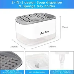 Plastic Liquid Press-Type Pump Dispenser with Sponge Holder Kitchen Sink accessories.