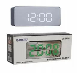LED 3821L Mirror Desk Clock with Alarm Clock and Calendar Mirror desk clock with thermometer and large LED digits