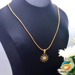 Gold Plated Chain Guaranteed 18/24 inch Chain with Sun Pendant Necklace for Women & Girl.