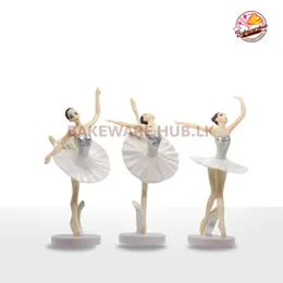 Ballet Dancing Girls Cake Toppers – White Figurines | 10–15cm Height | Elegant Ornaments for Birthday Cakes