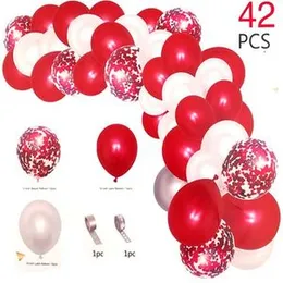 42 Pcs Balloon Set with Red White (with glue dot & balloon tape) product