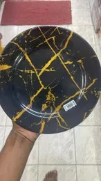 Elegant Marble Design Dinner Plates – White & Black Collection