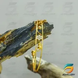 22kt Fashion Bracelet Simple Design Adjustable Single Bangle With White Stone for Girls.