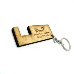 Wooden Keychain With Pone Holder