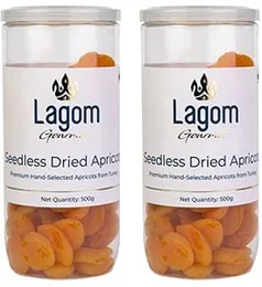 Lagom Gourmet Seedless Dried Apricots 1 kg | Sun Dried | No Added Sugar | Gluten Free | Vegan | Plant Based | Non GMO | Turkish Apricots Dry Fruits |