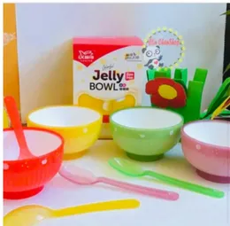 Colourful Jelly Bowl (4 Pcs) with Spoons - BPA Free