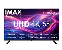 IMAX 55 inch Smart Android 14 Bluetooth 4K UHD HDR Frameless LED TV with Smart Remote