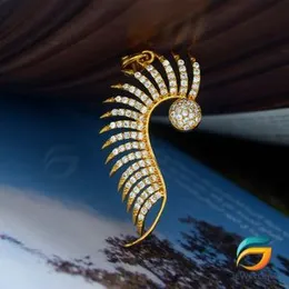 GJP Stylish Rich Look Good Quality Gold Plated King Size Big Half Peacock Pendant With Stone For Women.