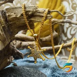 Gold Plated Chain With Pendant 18/24 inch 02MM Bismark Chain with Full Stone Star Pendant Necklace for Ladies & Girl-45cm