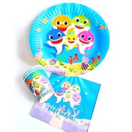 Shark theme paper plate paper cup and Paper Serviette Set