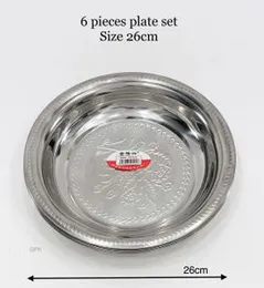 06PCS Silver Plate Set Wide (26cm/24cm) dining plates brings a touch of elegance and sophistication to every meal
