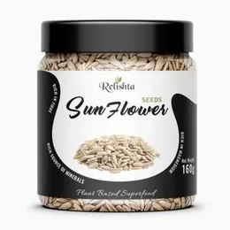 Raw Sunflower Seeds 160g by RELISHTA | Protein and Fiber Rich Superfood | Healthy Diet Snacks | Vegan | Gluten Free