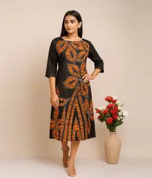 Orange with Black and White Premium Batik SV 10