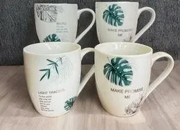 Coffee Mug with Lid Ceramic Mug for Coffee Tea Milk Drinkware Travel Leaf Design Glossy Finish Assorted