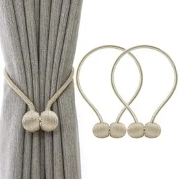 HASTHIP Magnetic Curtain Tiebacks Curtain Clips Rope Holdbacks Curtain Weaving Holder Buckles for Home Office Decoration, Pack of 2
