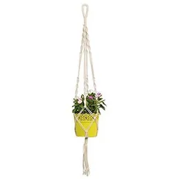 TrustBasket Metal Yellow Lace Planter with Macrame Cotton Contemporary Plant Hanger| Rope Flower Pot Holder for Indoor Outdoor Hanging Planter Basket 