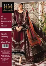 HM Special Wedding & Party Wear – Maroon Embroidered Pakistani Salwar Suit