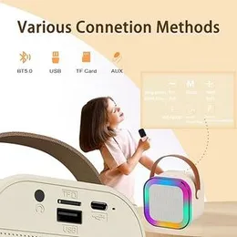 K12 Bluetooth Karaoke Machine with 2 Wireless Microphones – Portable 5.3 PA Speaker System with LED Lights & Rechargeable Battery – Fun for Kids, Fami