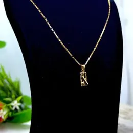 Gold Plated 1mm New Model Box Chain With Wicket Pendant.