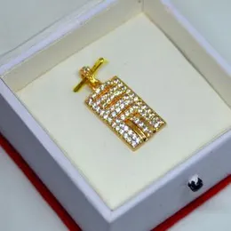 Gold Plated Pendant Medium Box Pendant With White Stone Fashion Stylish Rich Look Pendant
