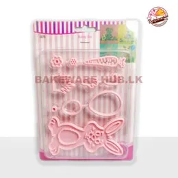 Plastic Bunny Press Cutter Set | Fondant & Cookie Tool | Pink Rabbit Design