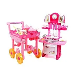 Kitchen Set Toy With 2 Role Lighting, Music and Wheel to Serve Tea Toy (61 PCS) (0232)