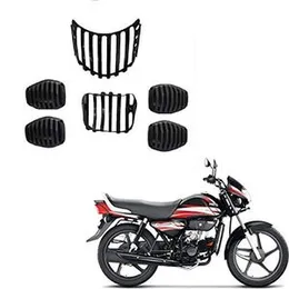 A4S AUTOMOTIVE & ACCESSORIES Plastic Grill Headlight, Indicator and Full Set of Taillight, for HF Deluxe (Black) -Set of 4