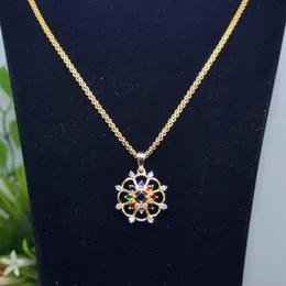 Gold Plated 2.8mm Bismark Chain With Diamond And Ruby Pendant With colour Stone For Women-18 inch