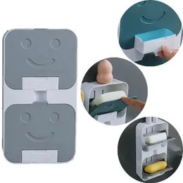 Flip Lid Drain Soap Box Waterproof Wall Mounted Soap Holder