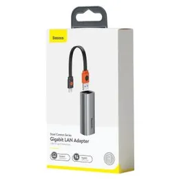 BASEUS Steel Cannon Series USB A & Type-C Bidirectional Gigabit LAN Adapter Dark Grey CAHUB-AF0G