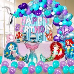 5 Pcs Foil Ballons Mermaid Birthday Party Decoration