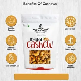 NUT'S N MORE Roasted Cashew Nuts/salted Cashew/masala Cashew/Salted Kaju/100% natural Pack of 200 Gram