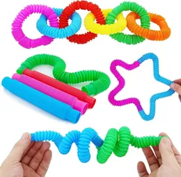 Colorful Pop Tubes Sensory Toy Set of 5 for Kids, Fun Fidget and Stretching Toys, Interactive Fidget Toy for Kids