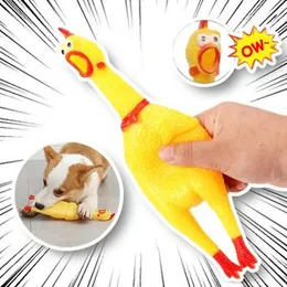 Screaming Yellow Rubber Chicken Squeaky Pet Dog Chew Toy