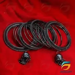 Silver plated bangles Black Silver Royal Fancy Bangle Set With Jhumki Tassel Hanging Bangles for Women.