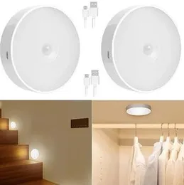 Motion Sensor LED Night Light 1 PC | USB Rechargeable Cordless Design | Magnetic & Self-Adhesive Wireless Night Lamp for Closet, Bedroom, Hallway & St