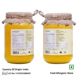 Vanalaya Organic A2 Desi Gir cow ghee from A2 milk prepared by traditional Bilona Method (500ml)FROM INDIA(NUZ)