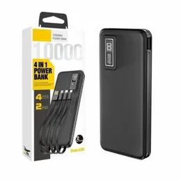 Aspor A300 10000mAh Power Bank | 2.4A Fast Charging | 4-in-1 Built-in Cables | Compact Portable Charger for All Devices