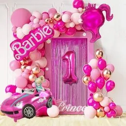 Pcs Foil Balloons Barbie Pink Girls Baby Birthday Party
