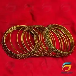 Gold Plated Traditional Antique Look Oxidized Bohemian Design Stylish Fancy Bangle with White Stone for Girl & Women,