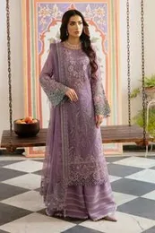 Lavender Embroidered Net Ensemble