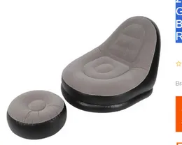 2-in-1 Inflatable Lounge Set with Foot Stool | Air Sofa Chair with Built-in Pump for Gaming, Bedroom, Camping, and Travel