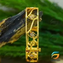 Fashion Gold Plated Lover Stylish Screw Lock Bangle With Stone For Women.