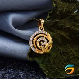 Gold Plated Pendant Derana Theme For Ladies With White Stone Fashion Stylish Rich Look Pendant For Women.