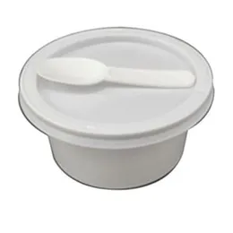 Plastic White Yogurt Cup with Spoon 10